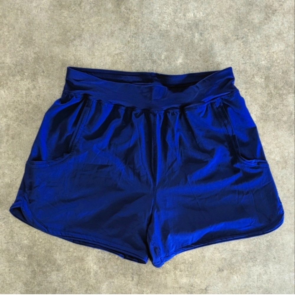 NWOT Swimsuits For All navy blue swim shorts, size 14, 5" inseam
